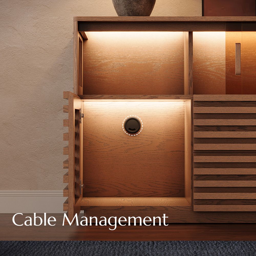 Fully Assemble Walnut Engineered Wood Sideboard Cabinets