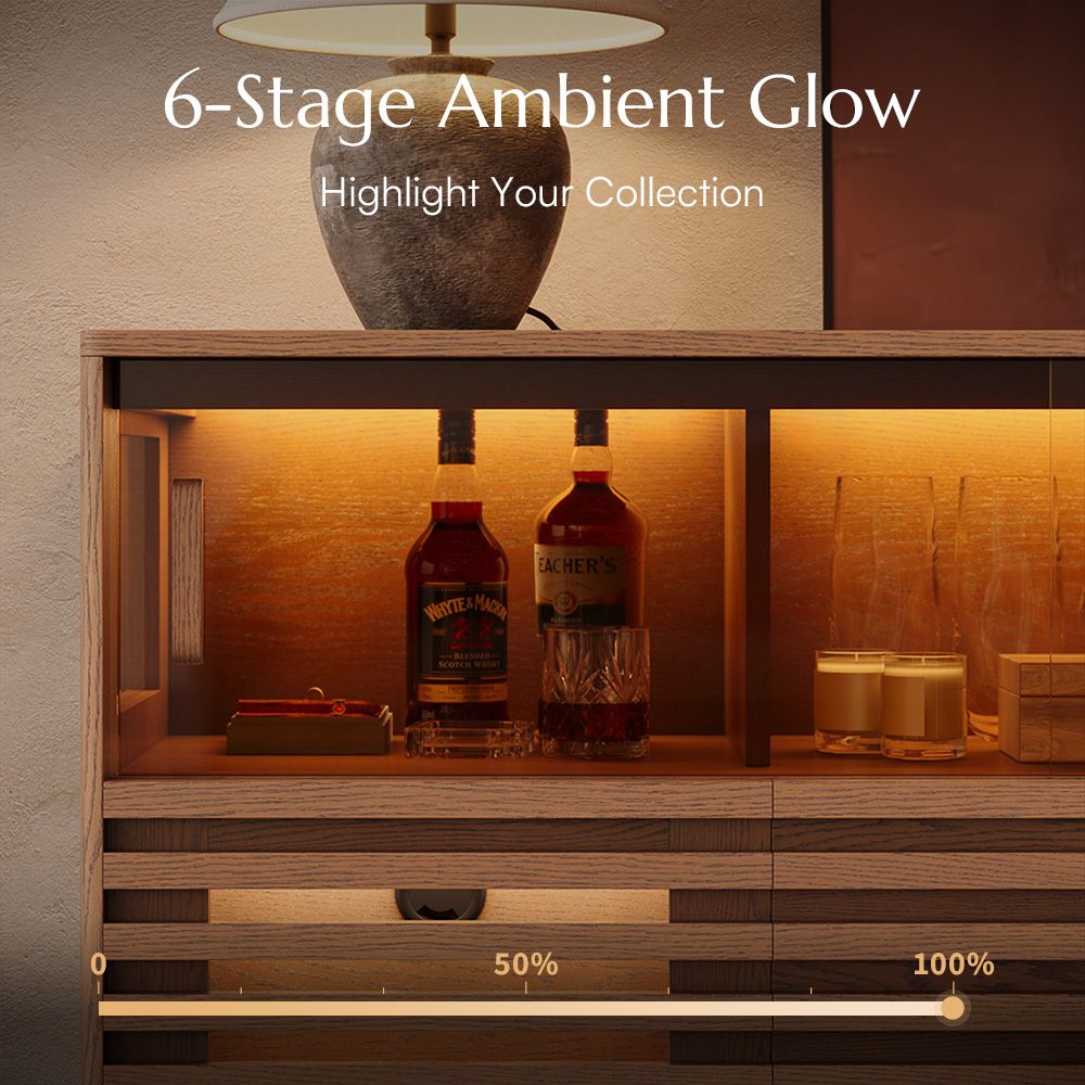 Fully Assemble Walnut Engineered Wood Sideboard Cabinets