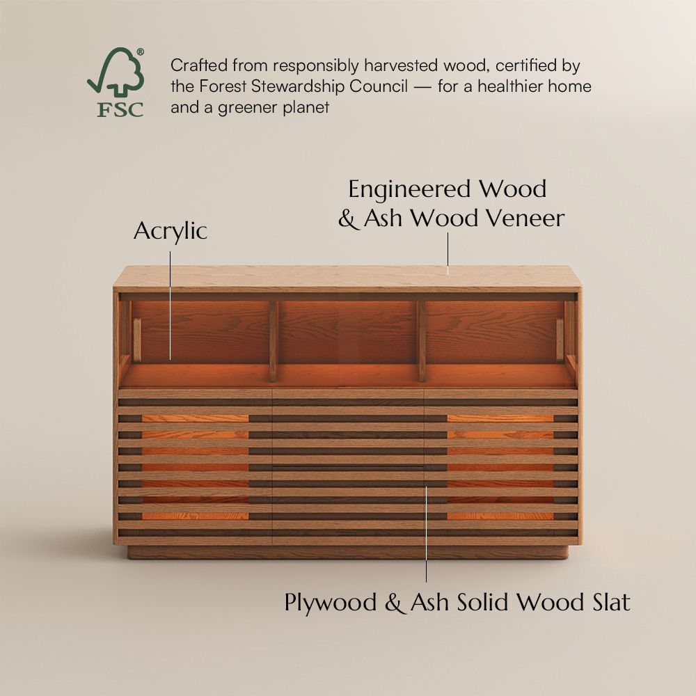 Fully Assemble Walnut Engineered Wood Sideboard Cabinets