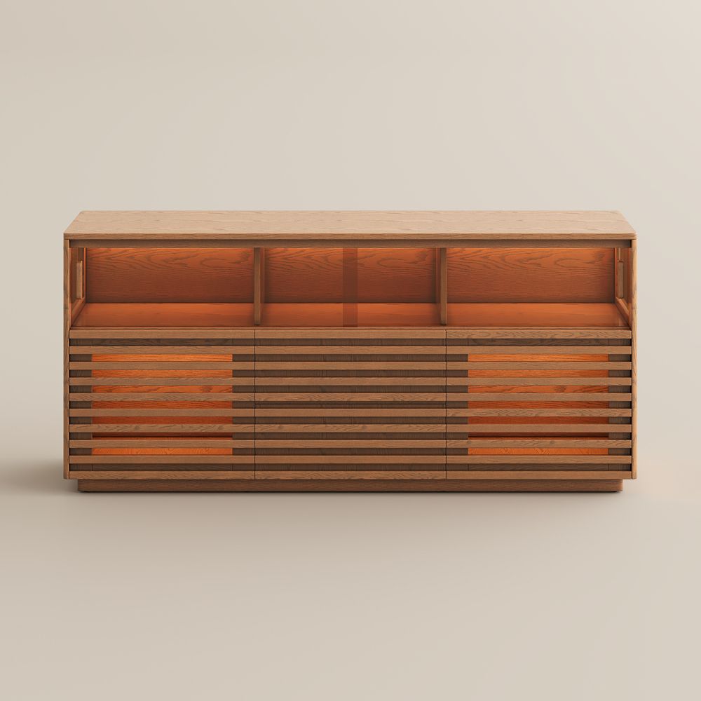 Adjustable Walnut Color Engineered Wood Storage Cabinets