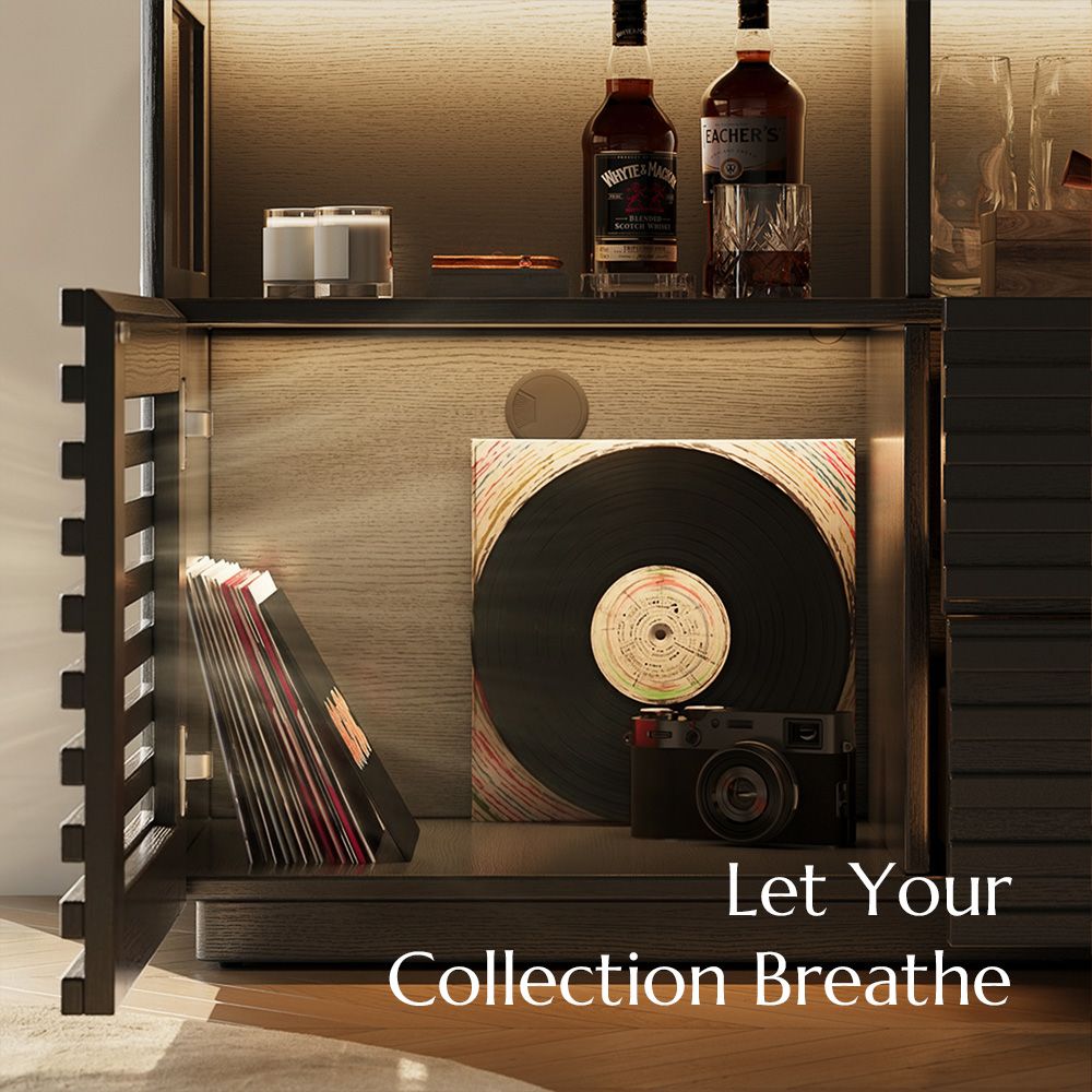 Acrylic Black Engineered Wood Storage Cabinets