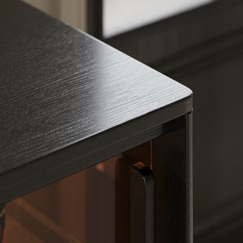 Modern Black Engineered Wood Storage Cabinets