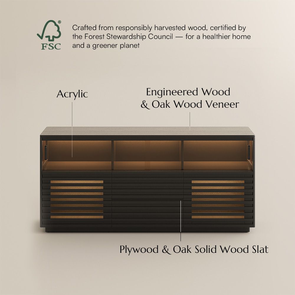 Modern Black Engineered Wood Storage Cabinets