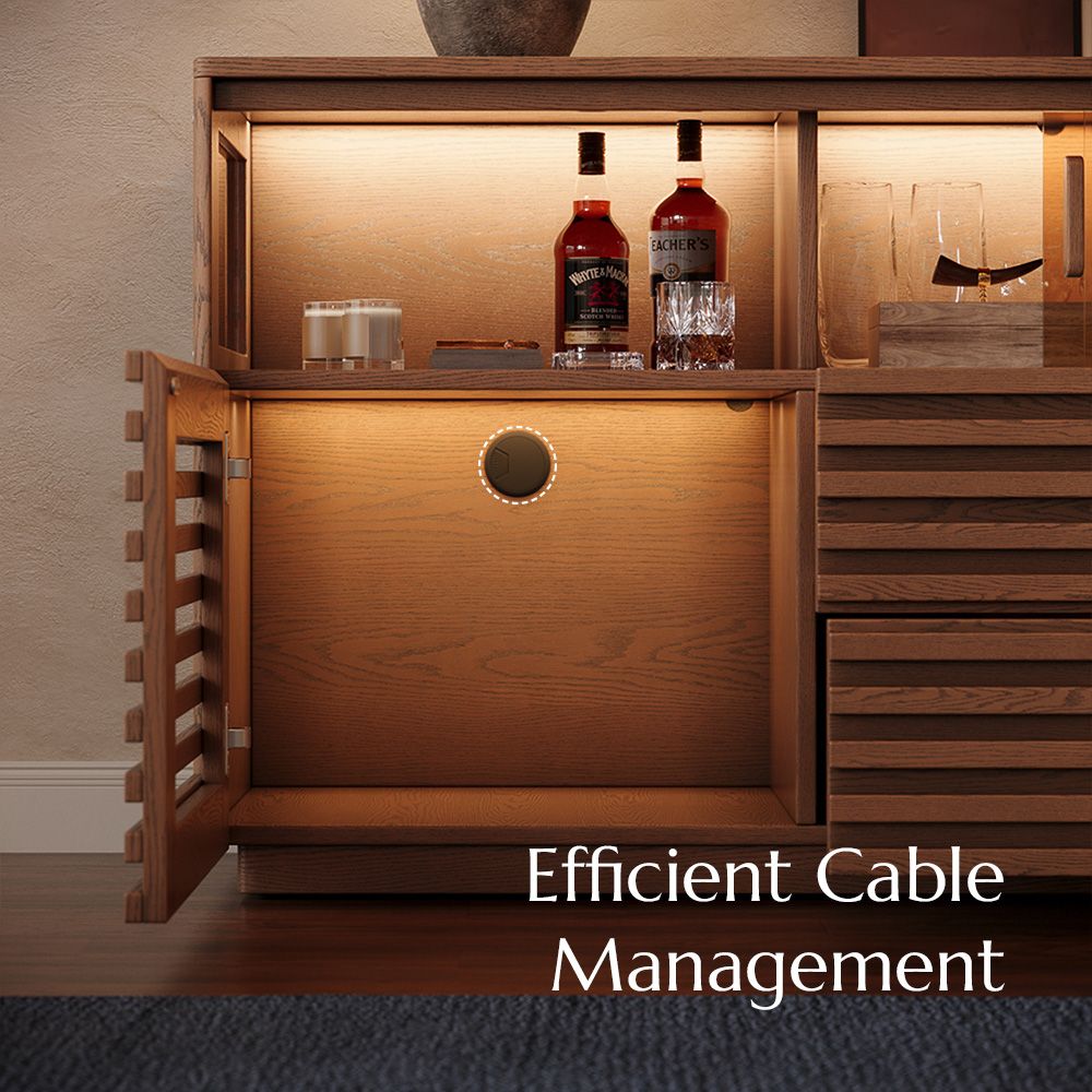 Modern Walnut Color Engineered Wood Storage Cabinets