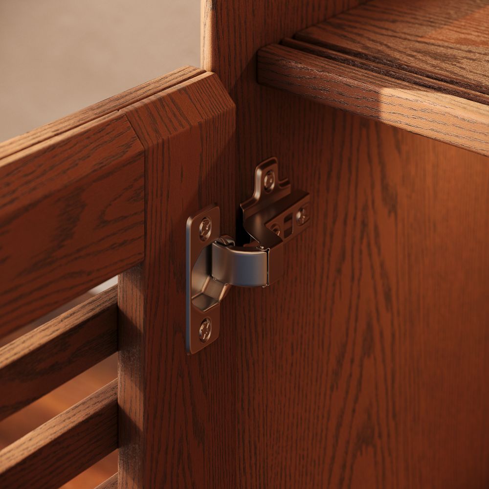 Modern Walnut Color Engineered Wood Storage Cabinets