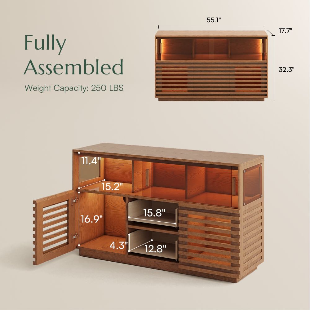 Wide Cabinets Walnut Color Engineered Wood Storage Cabinets