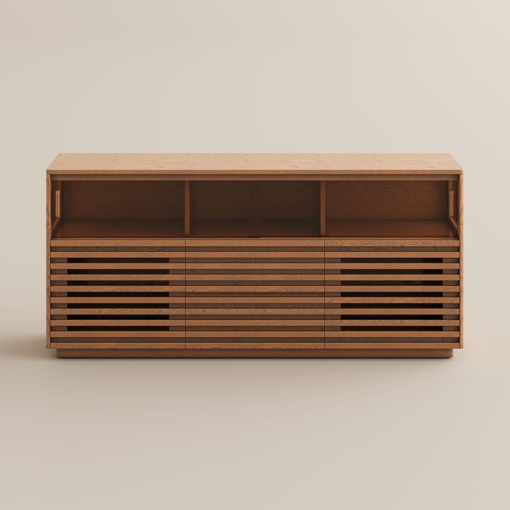 with Light Walnut Color Engineered Wood Storage Cabinets