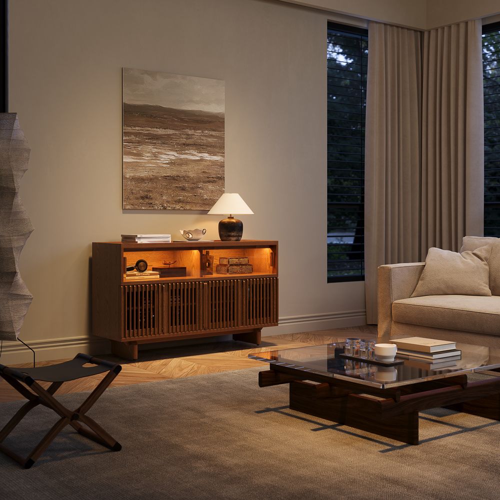 with Shelves Walnut Color Engineered Wood Storage Cabinets