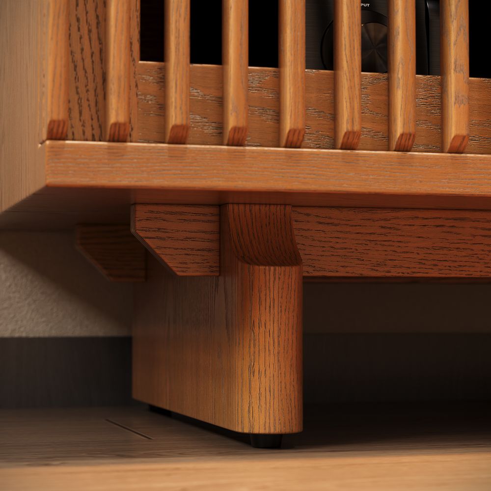 USB Port Walnut Color Engineered Wood Storage Cabinets
