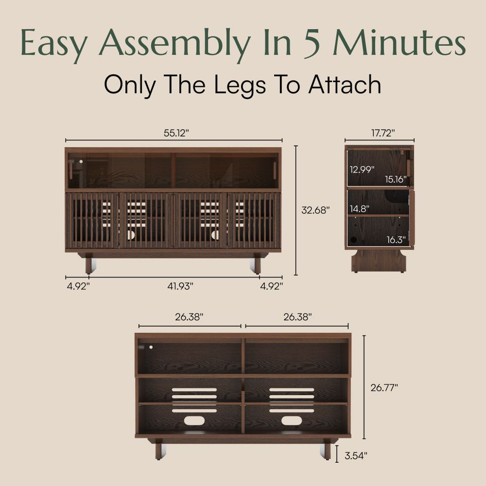 Mid Century Brown Engineered Wood Storage Cabinets