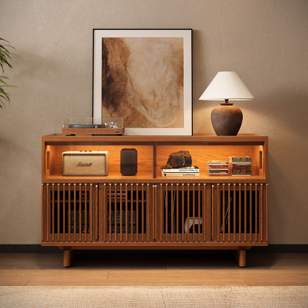 Adjustable Chestnut Engineered Wood Storage Cabinets