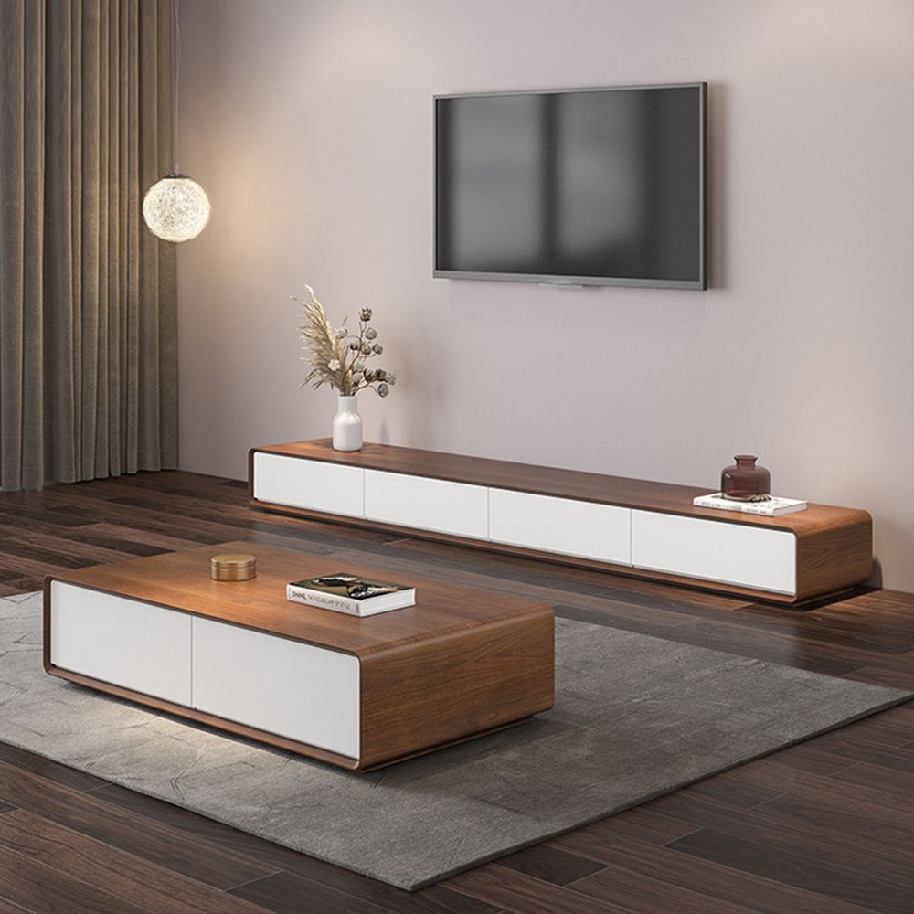 Dunkles Holz und Weiß  MDF TV-Möbel