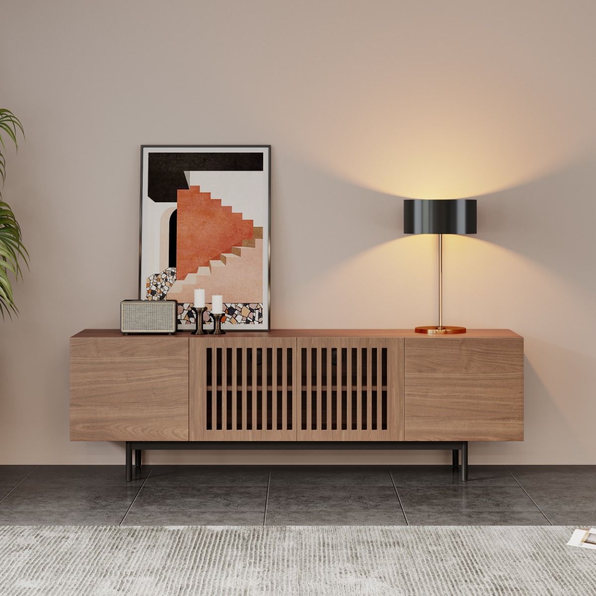 Mid Century Modern Dark Wood MDF TV Stands