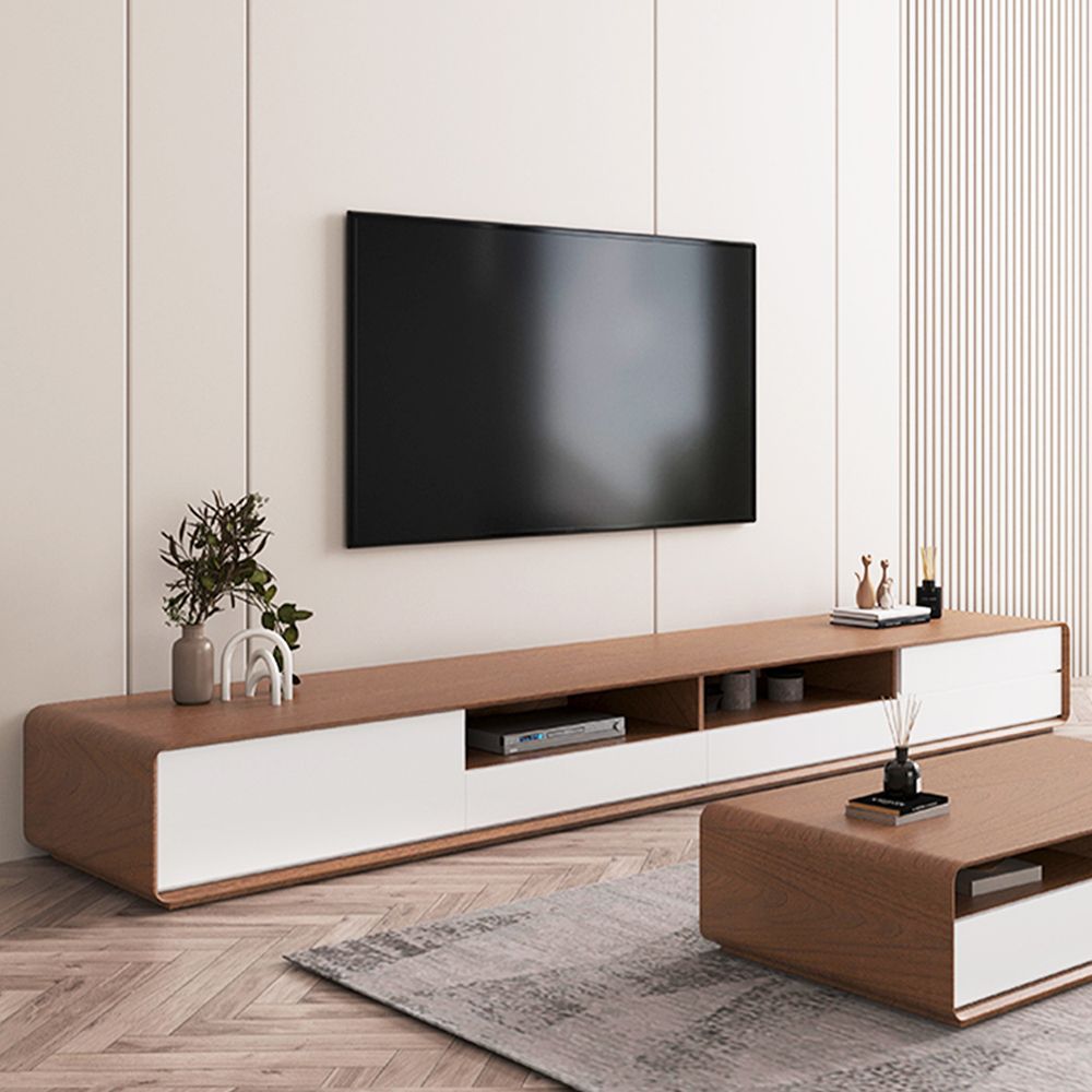 Bois foncé et blanc  MDF Meubles TV