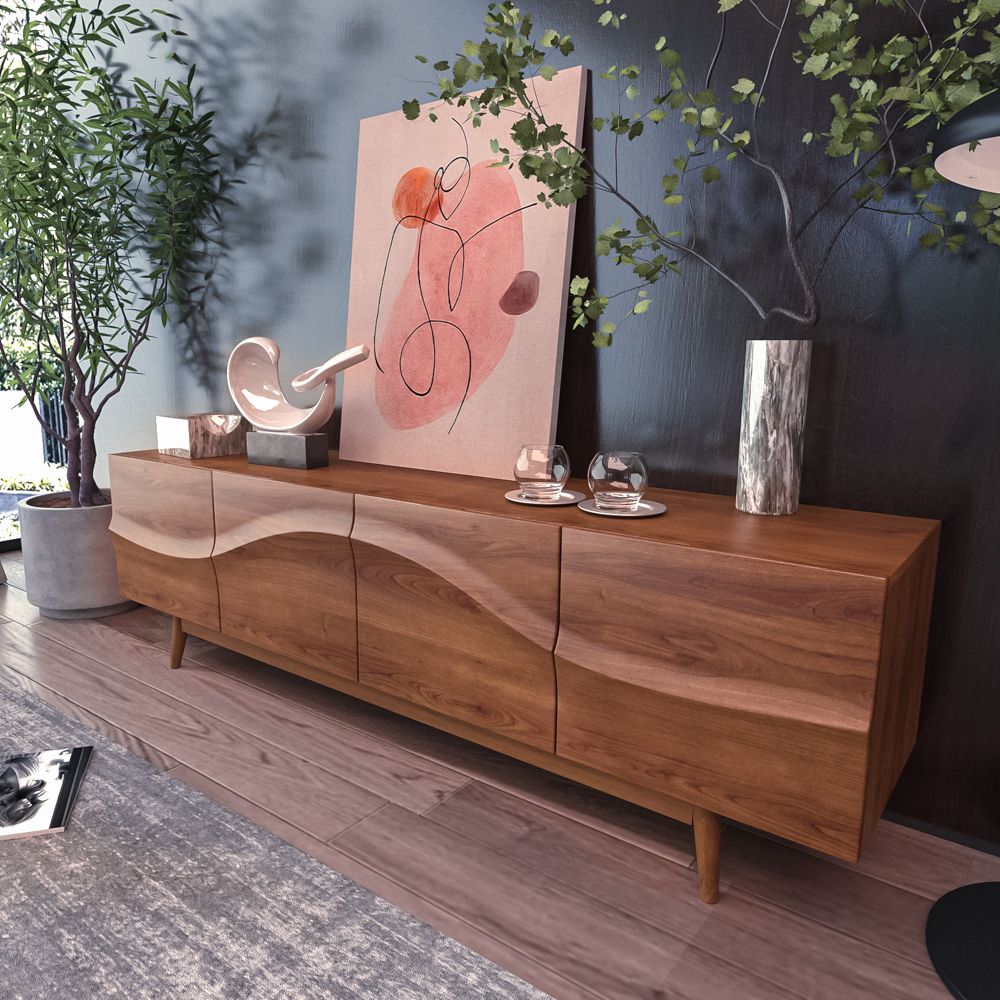Mid Century Modern Legno scuro Legno Supporti TV