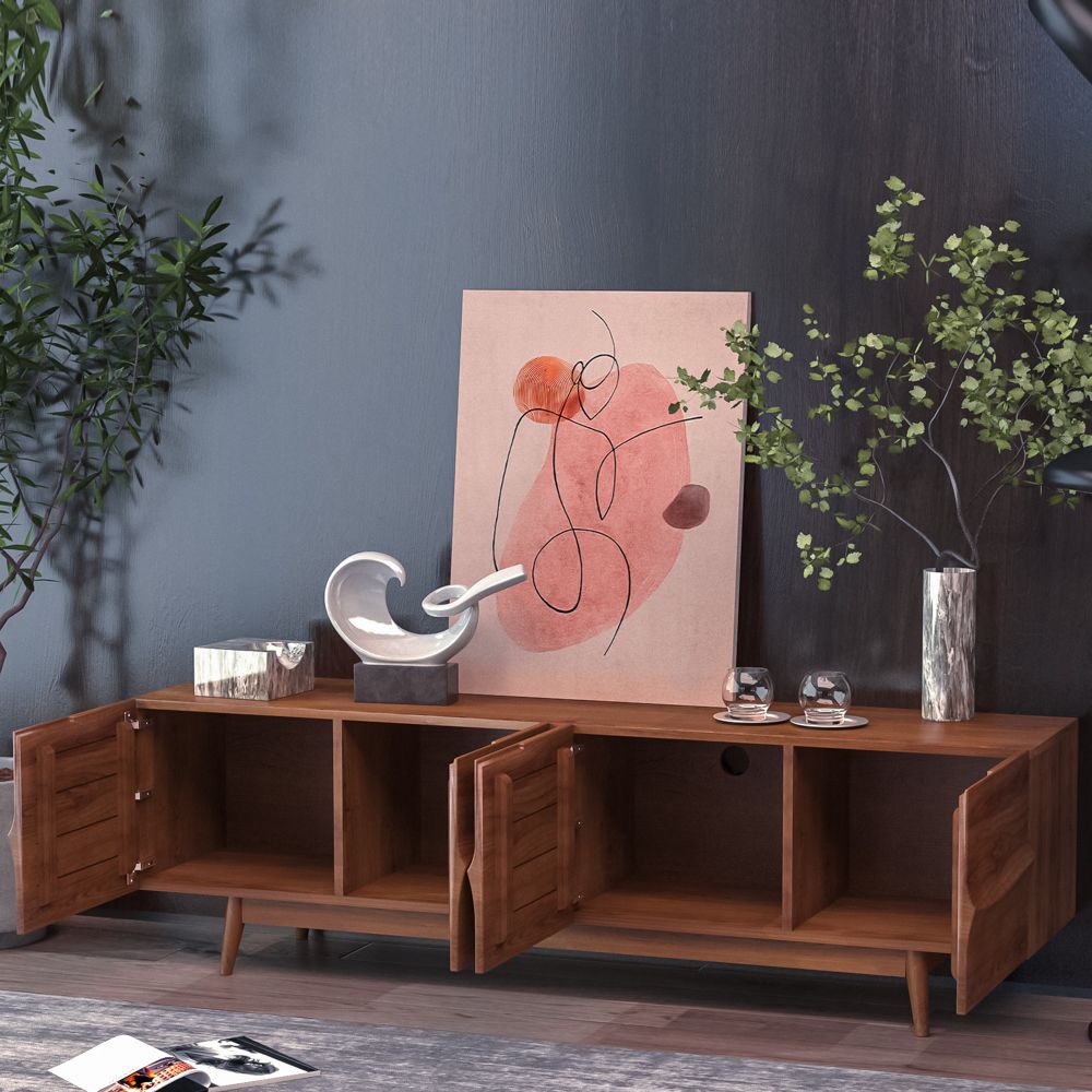 Mid Century Modern Legno scuro Legno Supporti TV