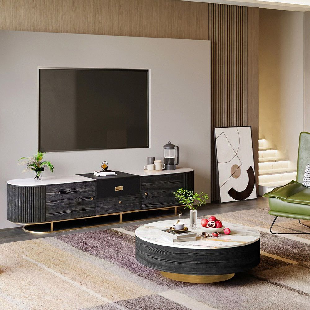 Black Sintered Stone TV Stands