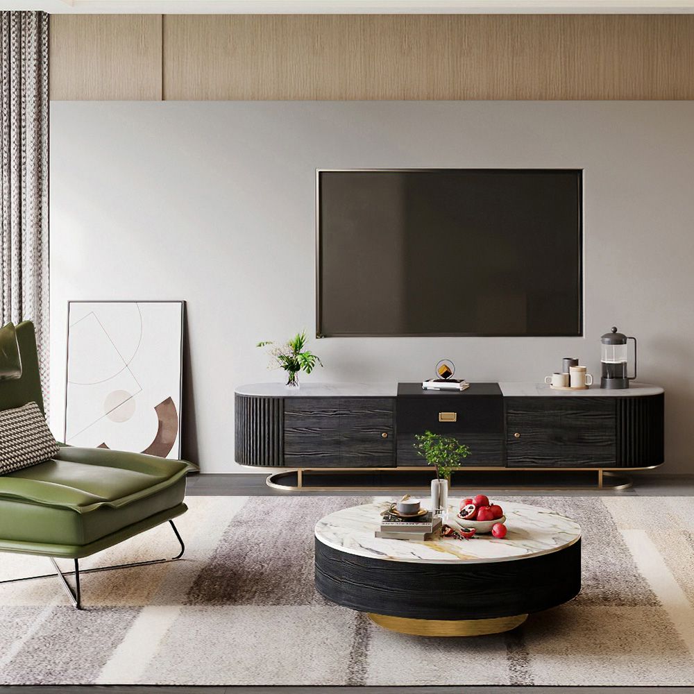 Black Sintered Stone TV Stands