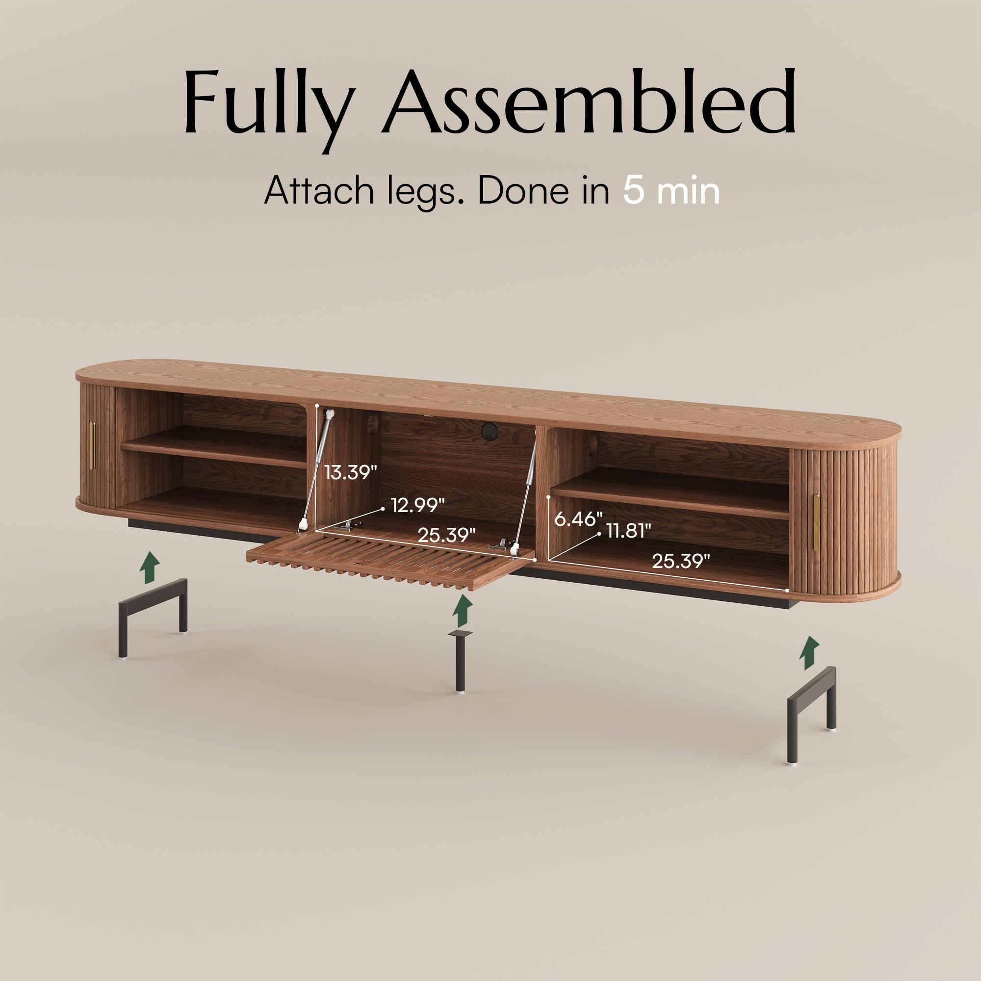 with Shelves Walnut Color Plywood TV Stands