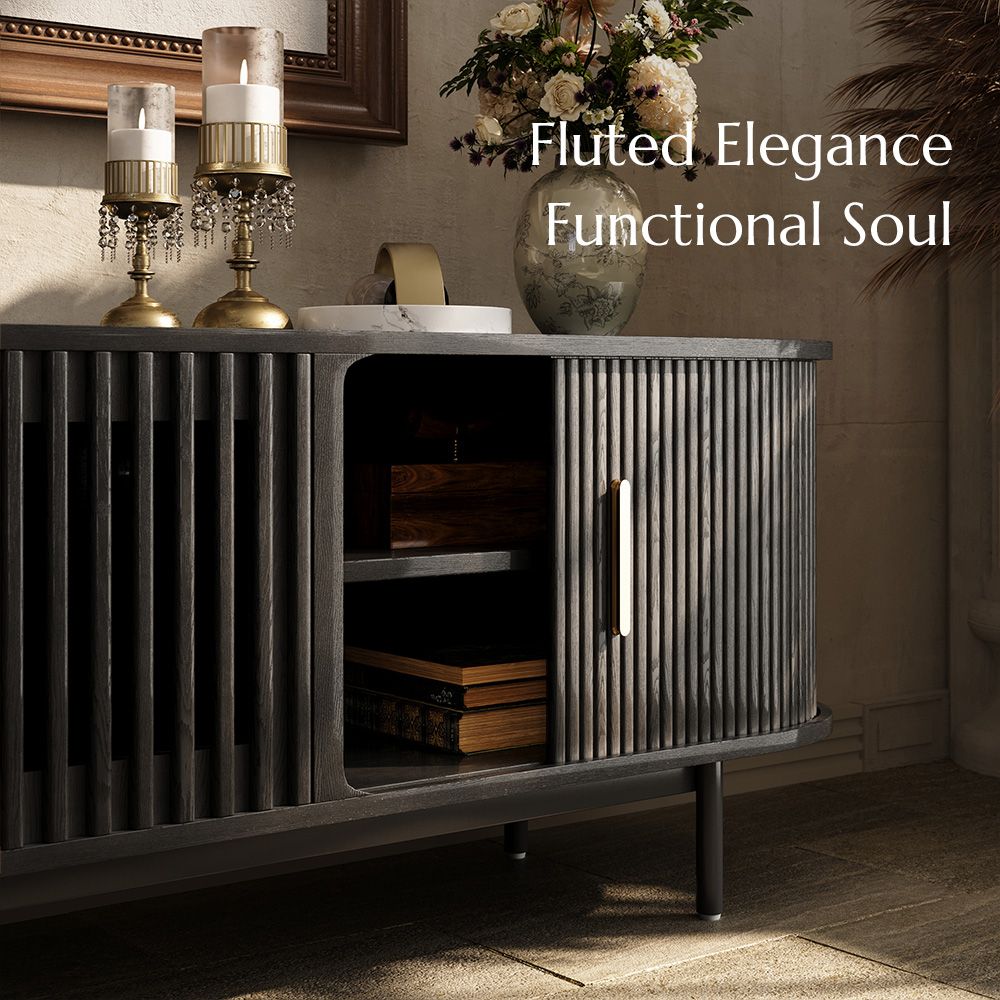 Mid Century Modern Black Plywood TV Stands