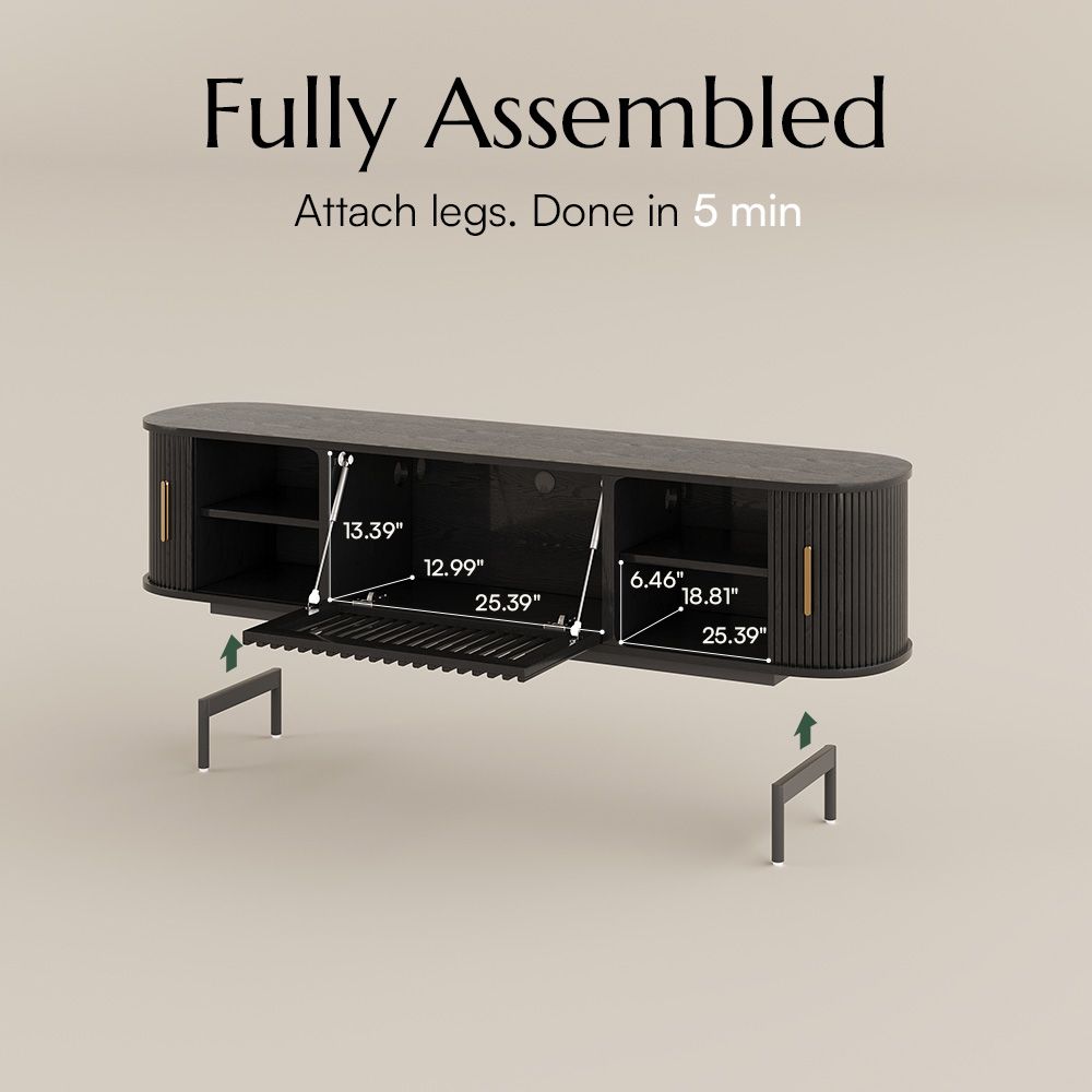 Fluted Black Plywood TV Stands