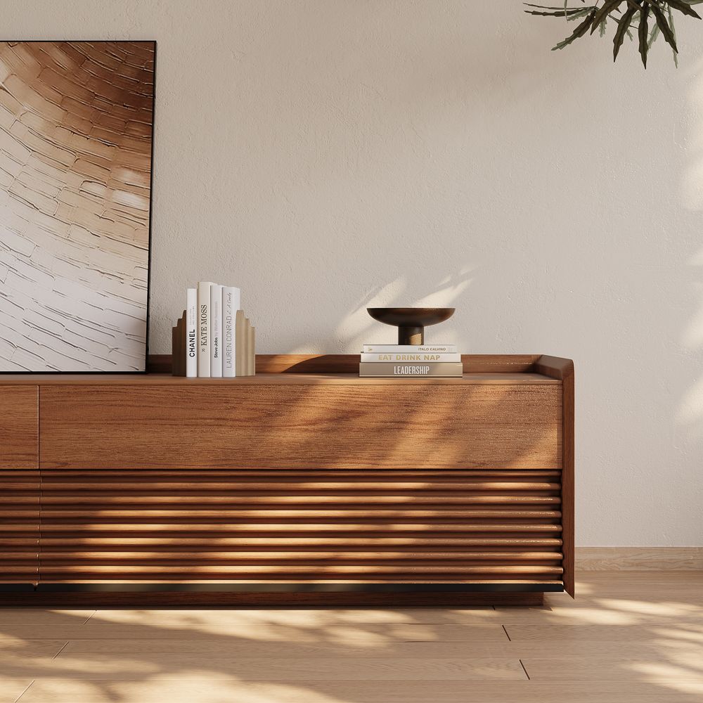with Drawers Walnut Color Plywood TV Stands