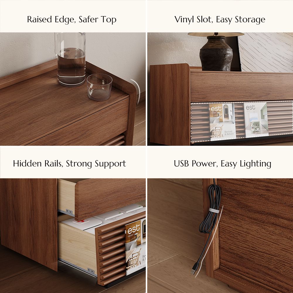 with Drawers Walnut Color Plywood TV Stands