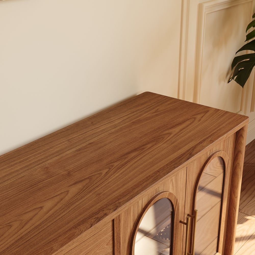 Floor TV Stand Walnut Color Engineered Wood TV Stands