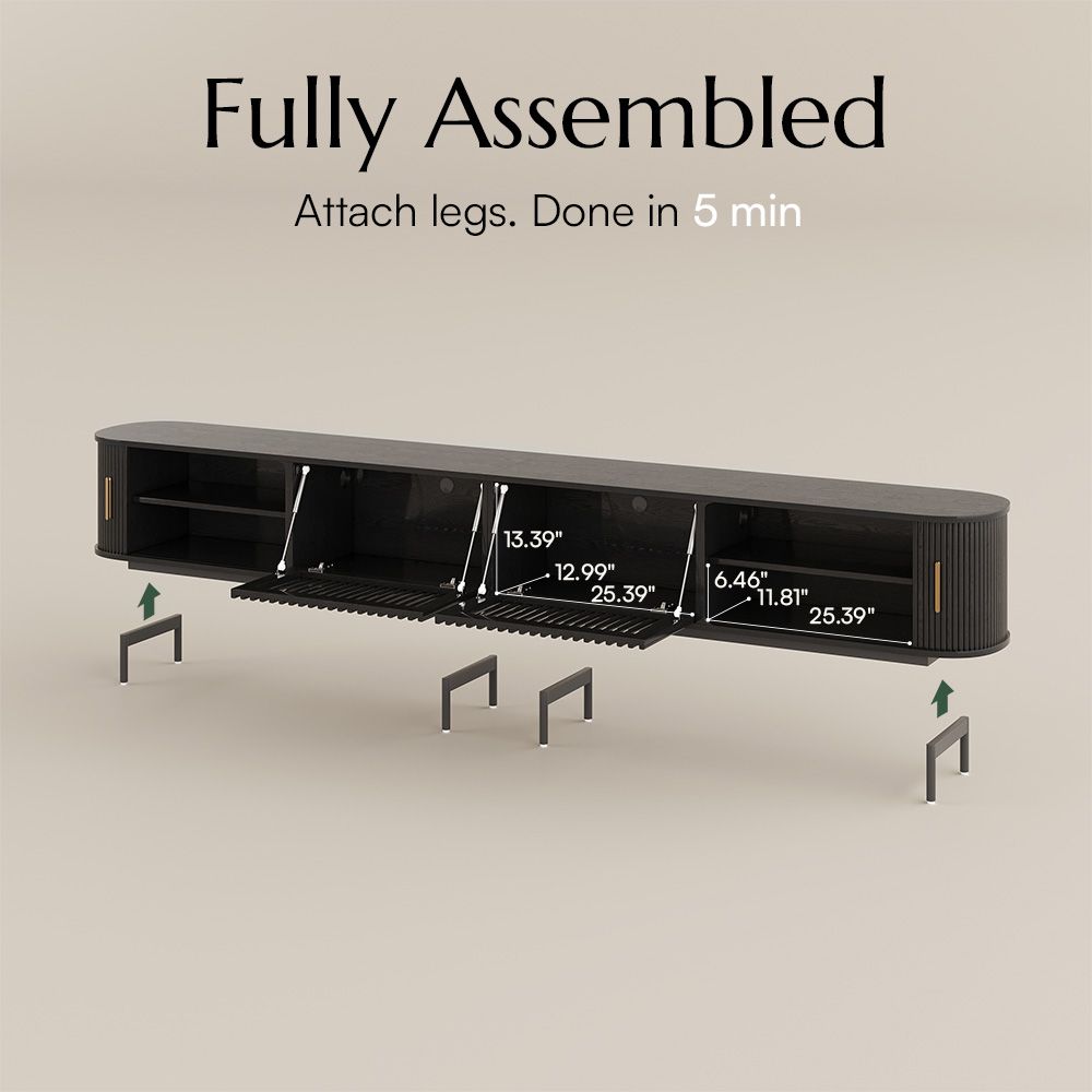 Perfect for 120 Inch TV Black Plywood TV Stands