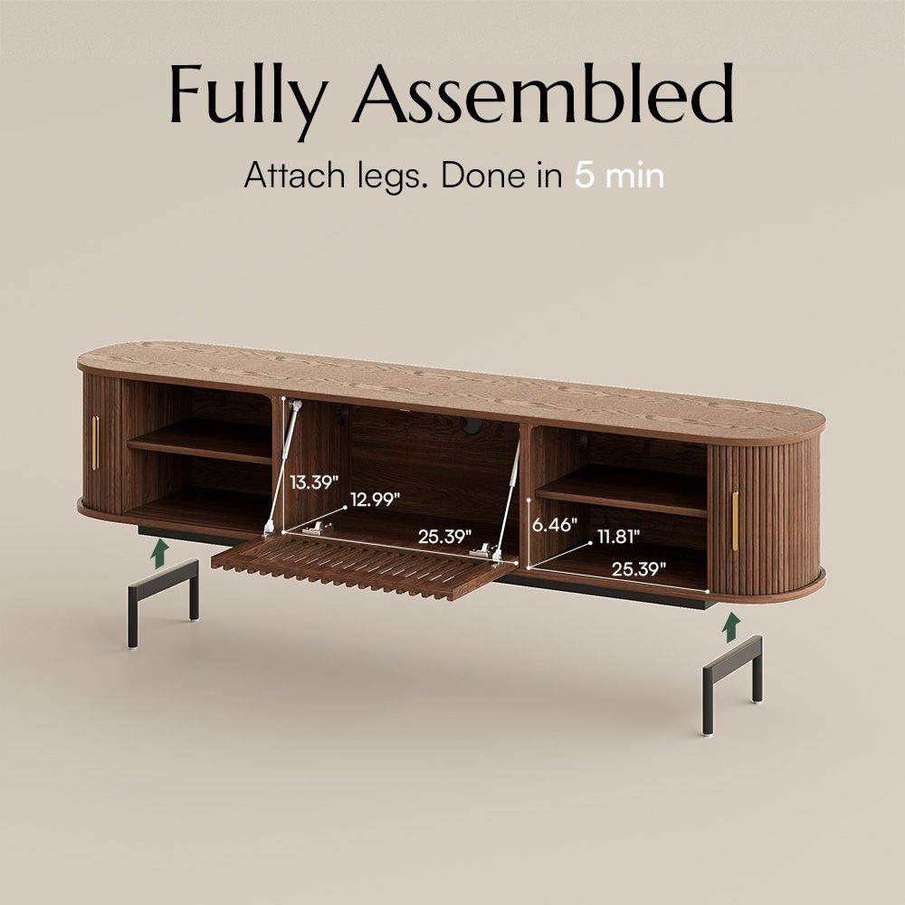 Perfect for 75 Inch TV Walnut Color Plywood TV Stands
