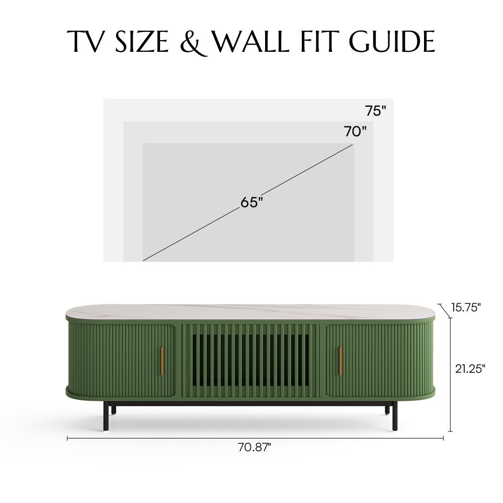 Floor TV Stand Green Sintered Stone TV Stands