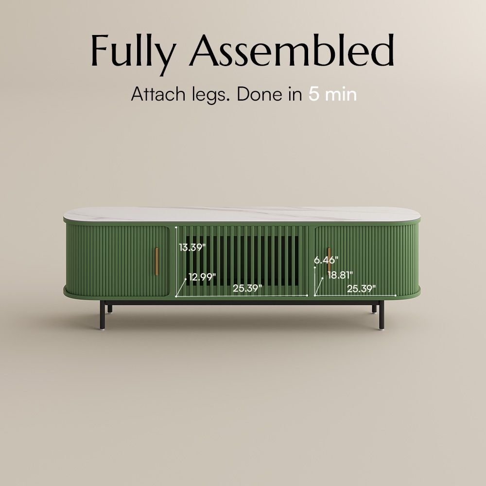 Partly Assemble Green Sintered Stone TV Stands