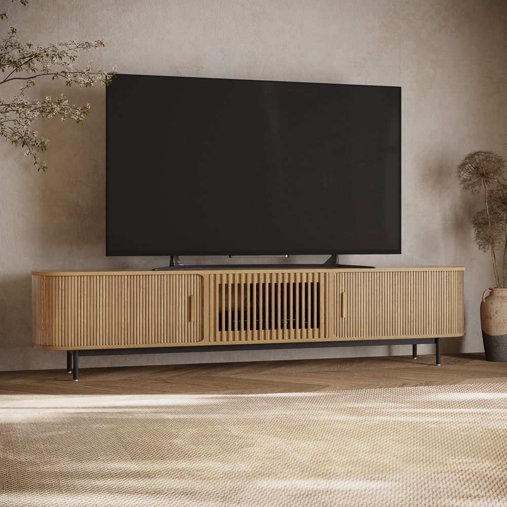 Floor TV Stand Walnut Color Plywood TV Stands