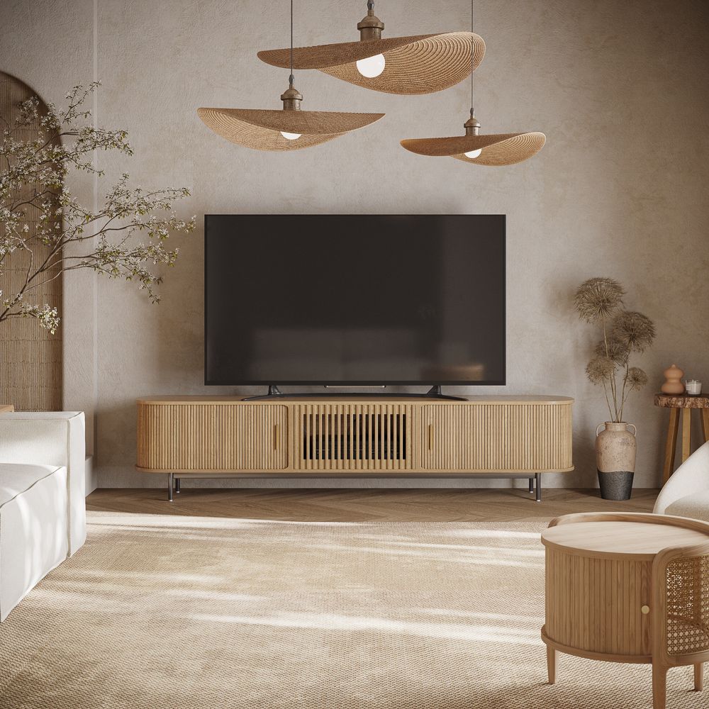 Partly Assemble Walnut Color Plywood TV Stands