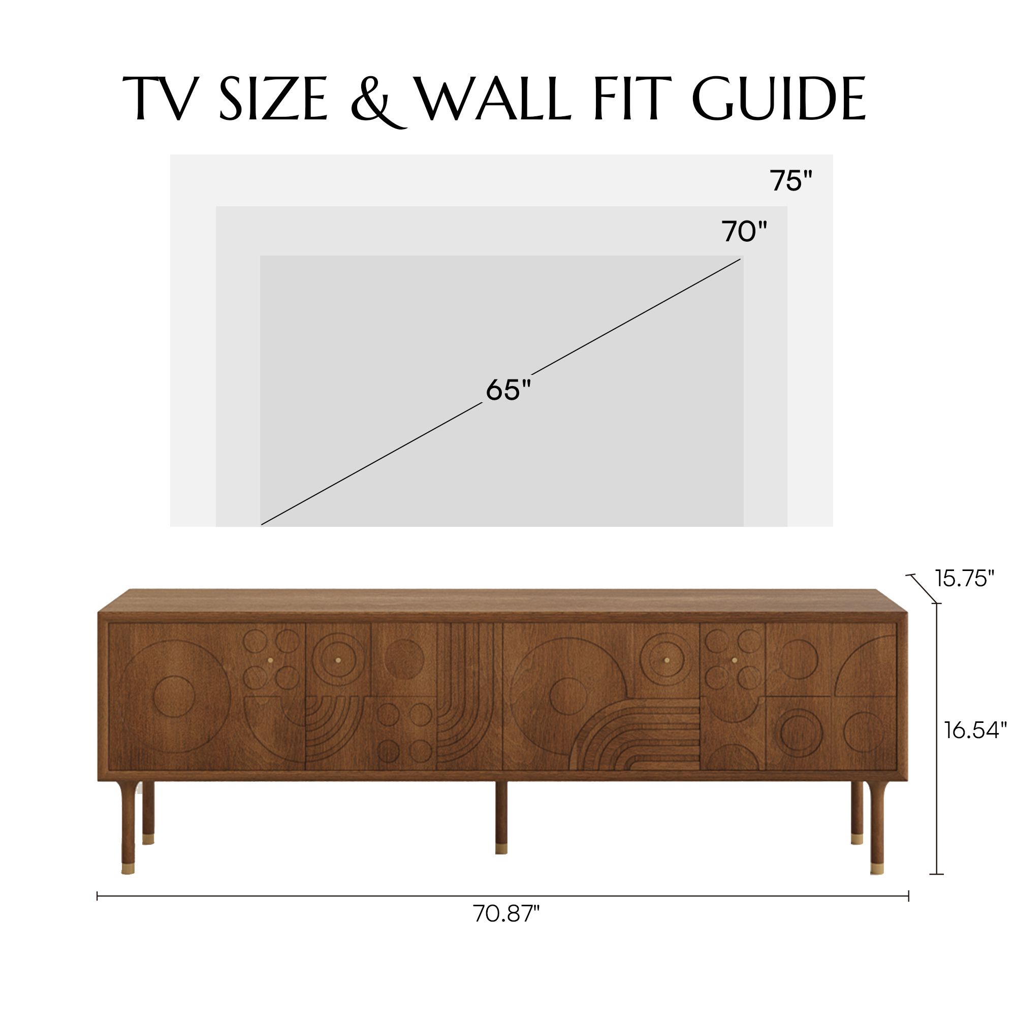 Mid Century Modern Walnut Color MDF TV Stands