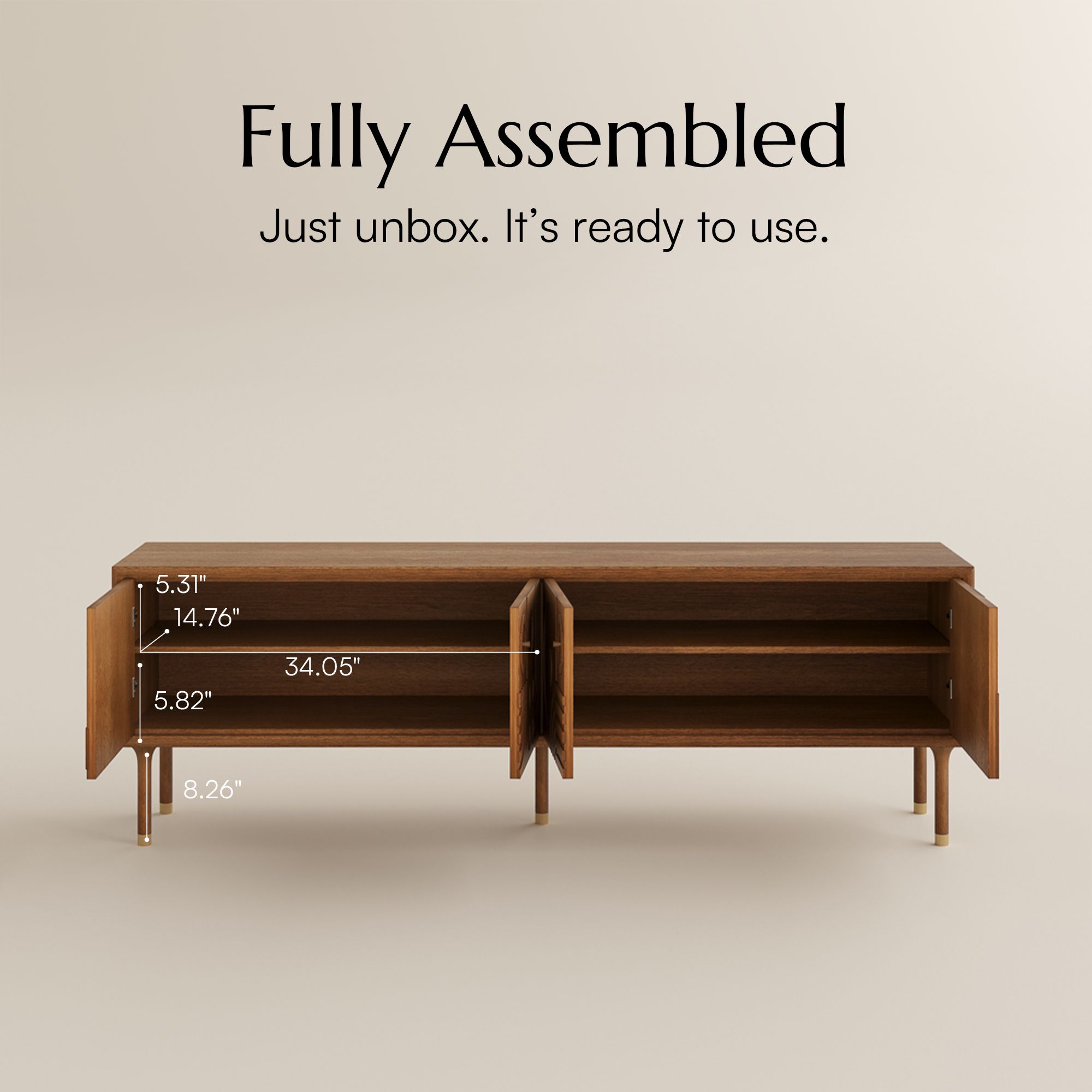 with Shelves Walnut Color MDF TV Stands