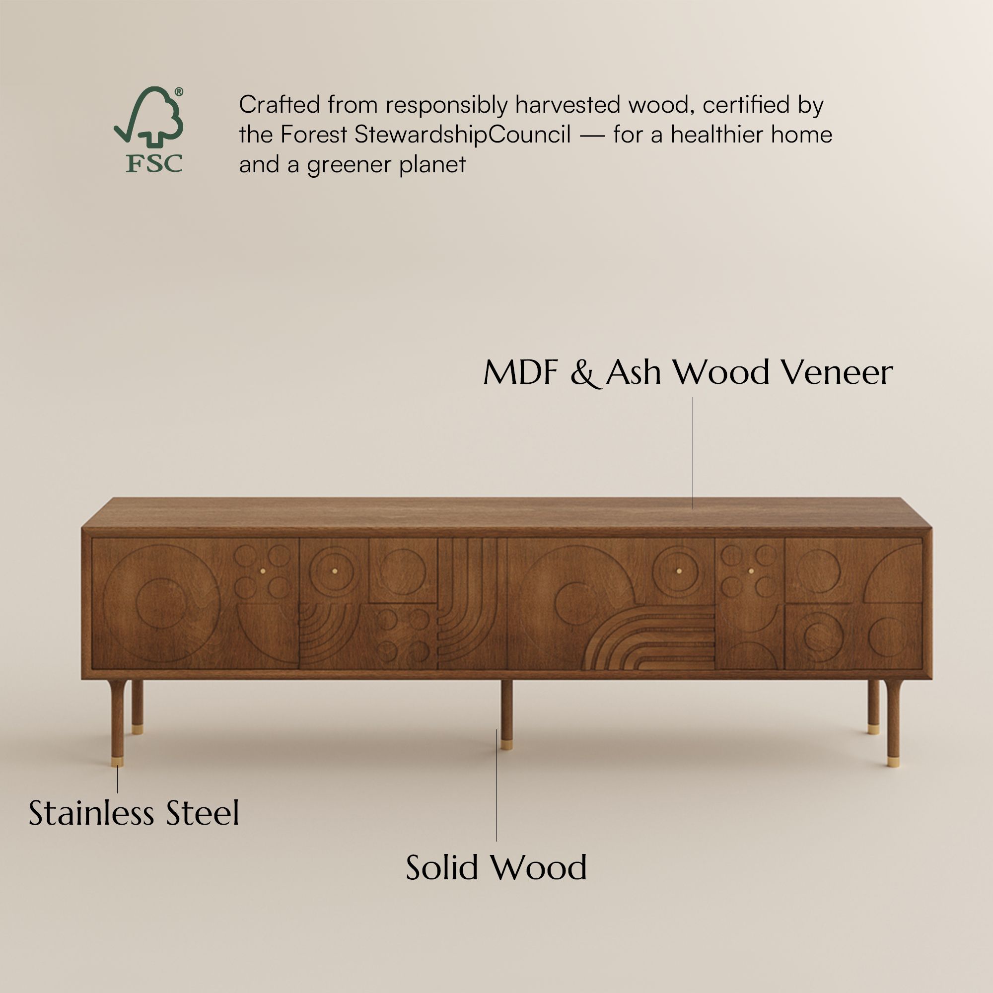 Mid Century Modern Walnut Color MDF TV Stands