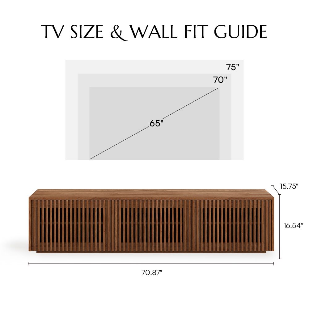 Perfect for 65 Inch TV Walnut Color MDF TV Stands