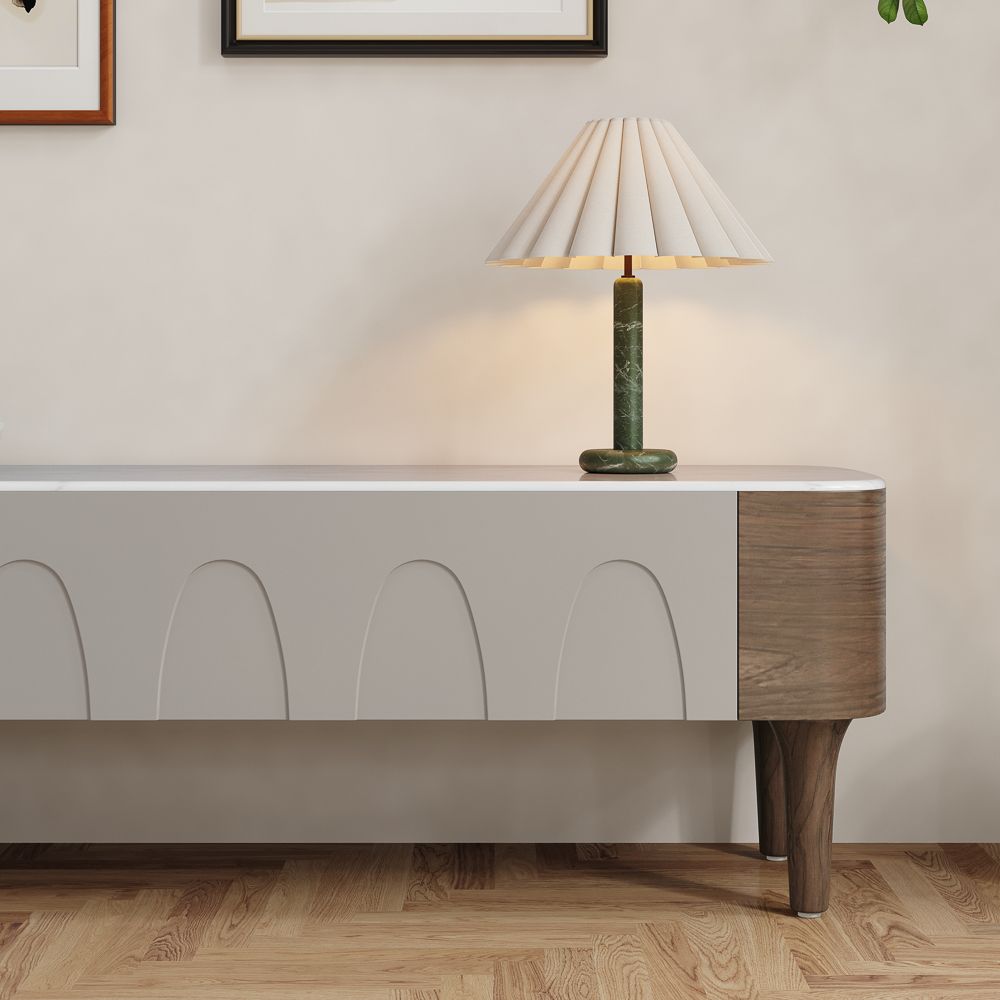 Partly Assemble Walnut & Gray Crystallized Stone TV Stands