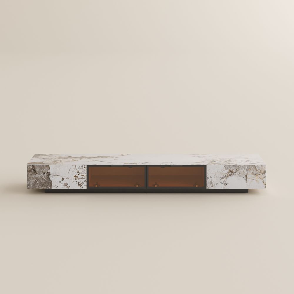 with Doors Pandora Glossy Sintered Stone TV Stands