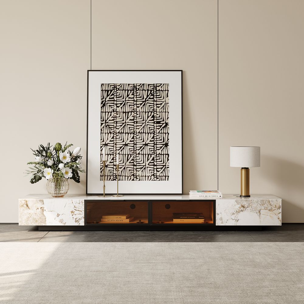 Fully Assemble Pandora Glossy Sintered Stone TV Stands