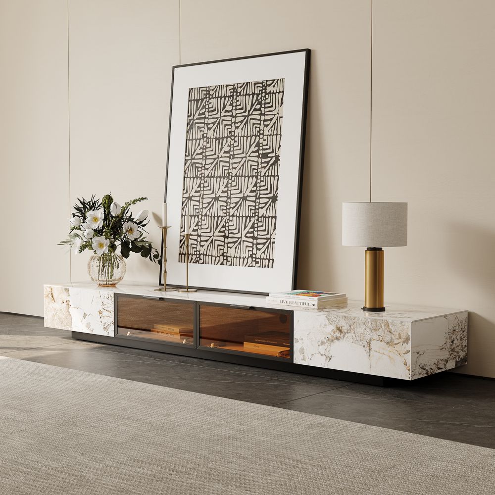 with Cabinets Pandora Glossy Sintered Stone TV Stands