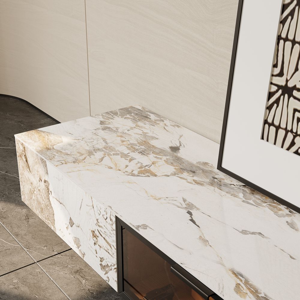with Cabinets Pandora Glossy Sintered Stone TV Stands