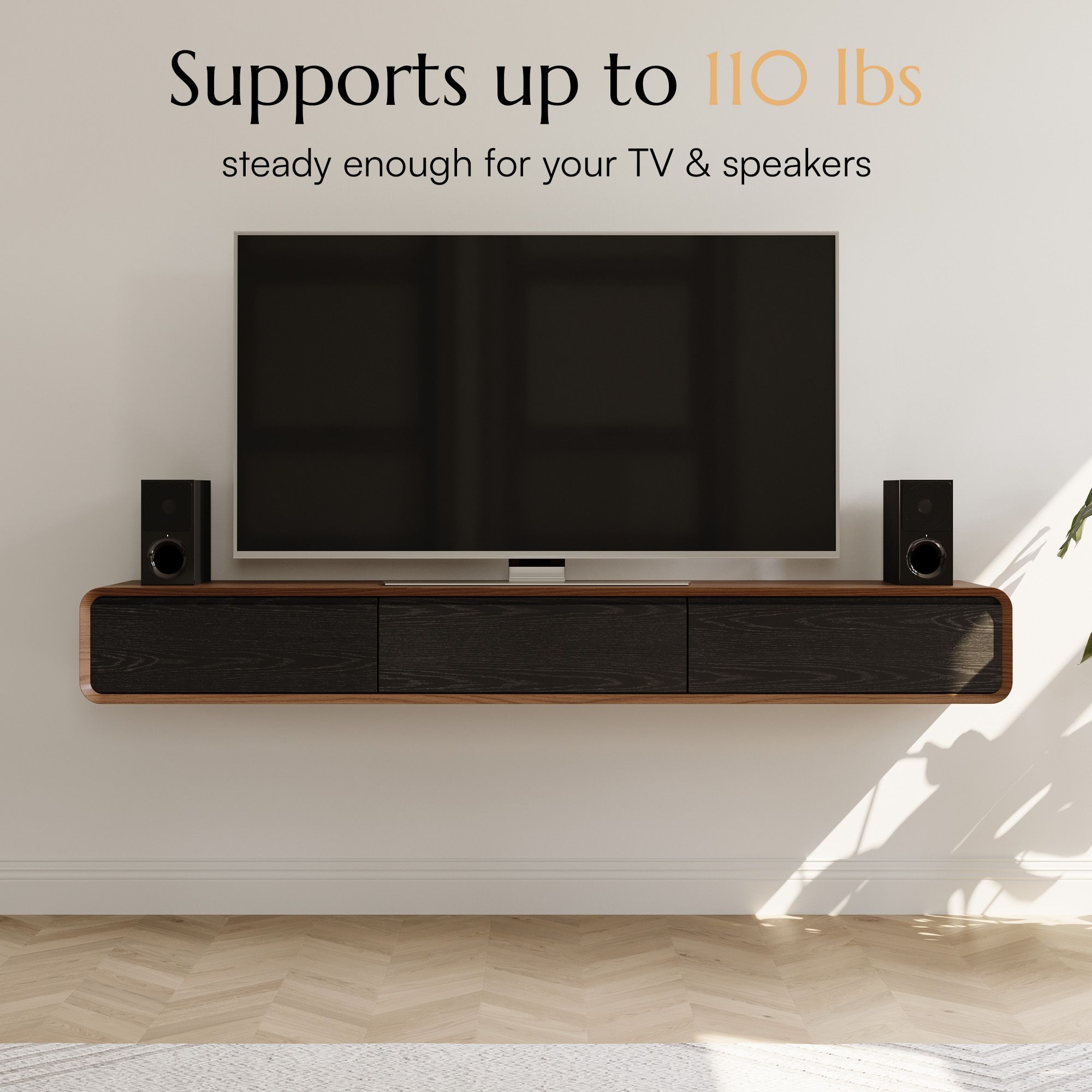 with Drawers Dark Wood & Black MDF TV Stands