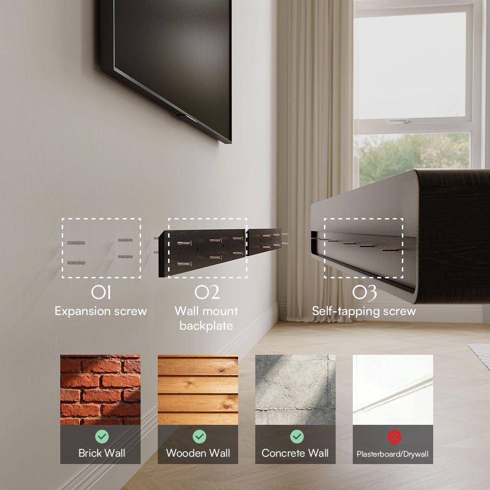 Oak Dark Wood & Black MDF TV Stands