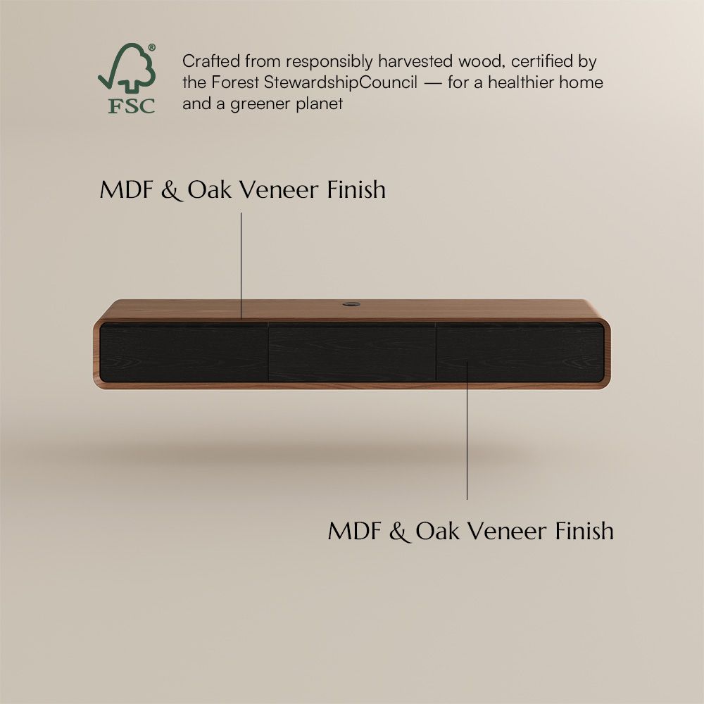 Floating Dark Wood & Black MDF TV Stands