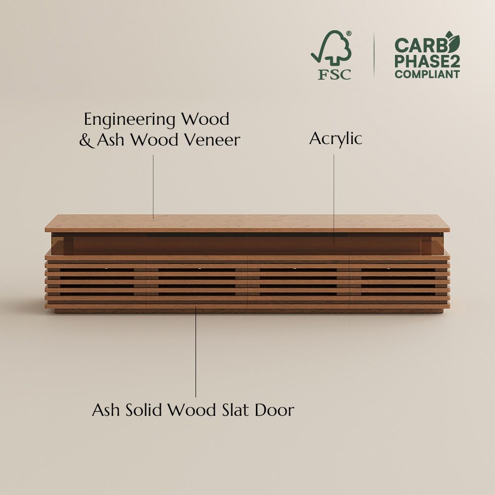 Mid Century Modern Walnut Color Engineered Wood TV Stands