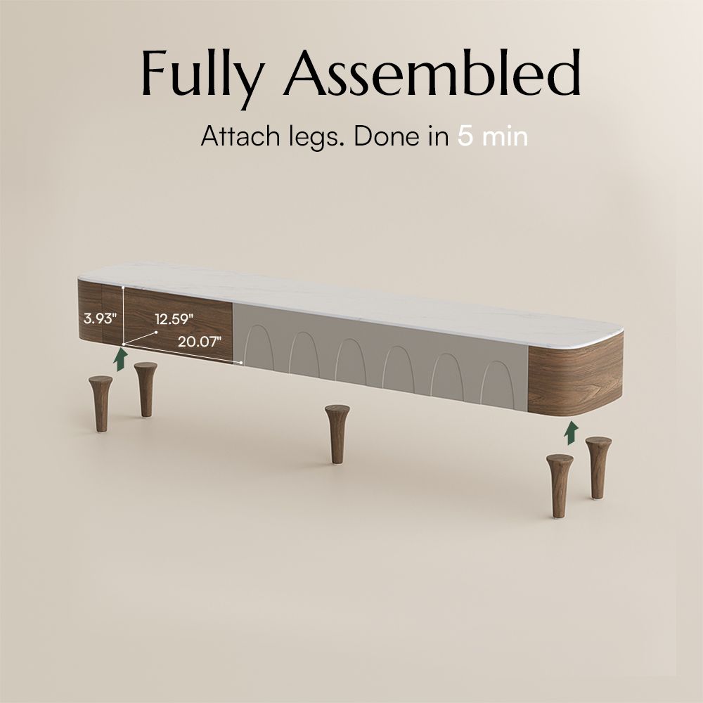 Partly Assemble Walnut & Gray Crystallized Stone TV Stands