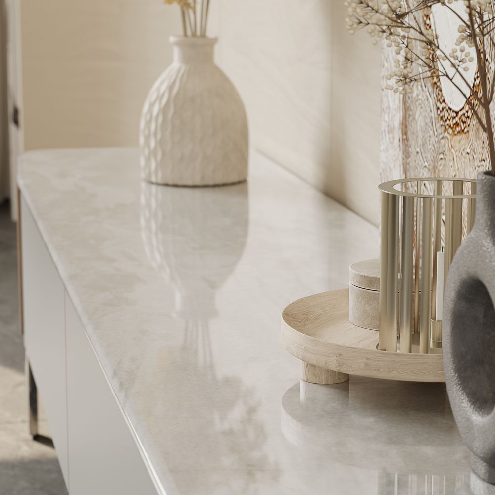 Perfect for 75 Inch TV Walnut & Gray Crystallized Stone TV Stands