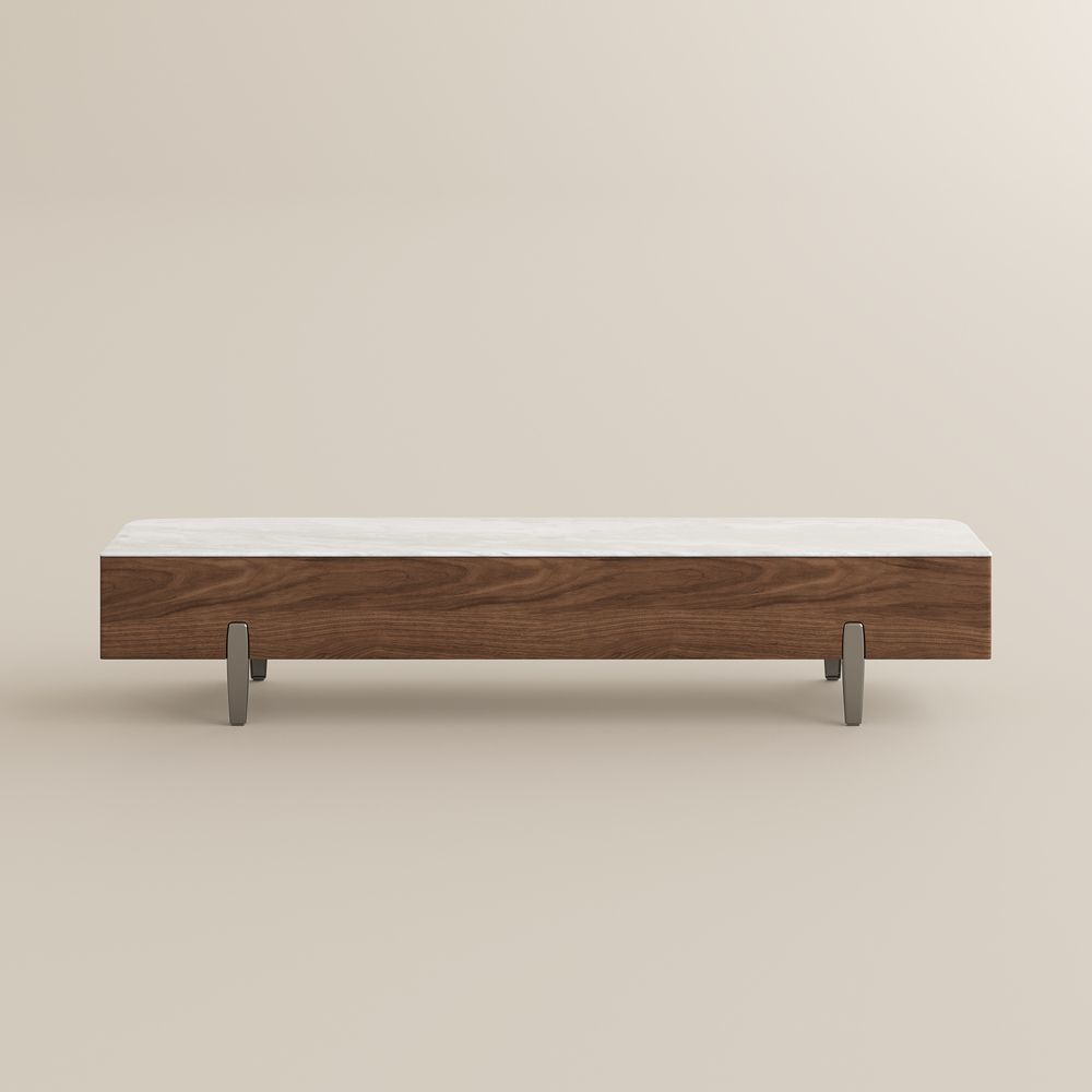 Perfect for 75 Inch TV Walnut & Gray Crystallized Stone TV Stands